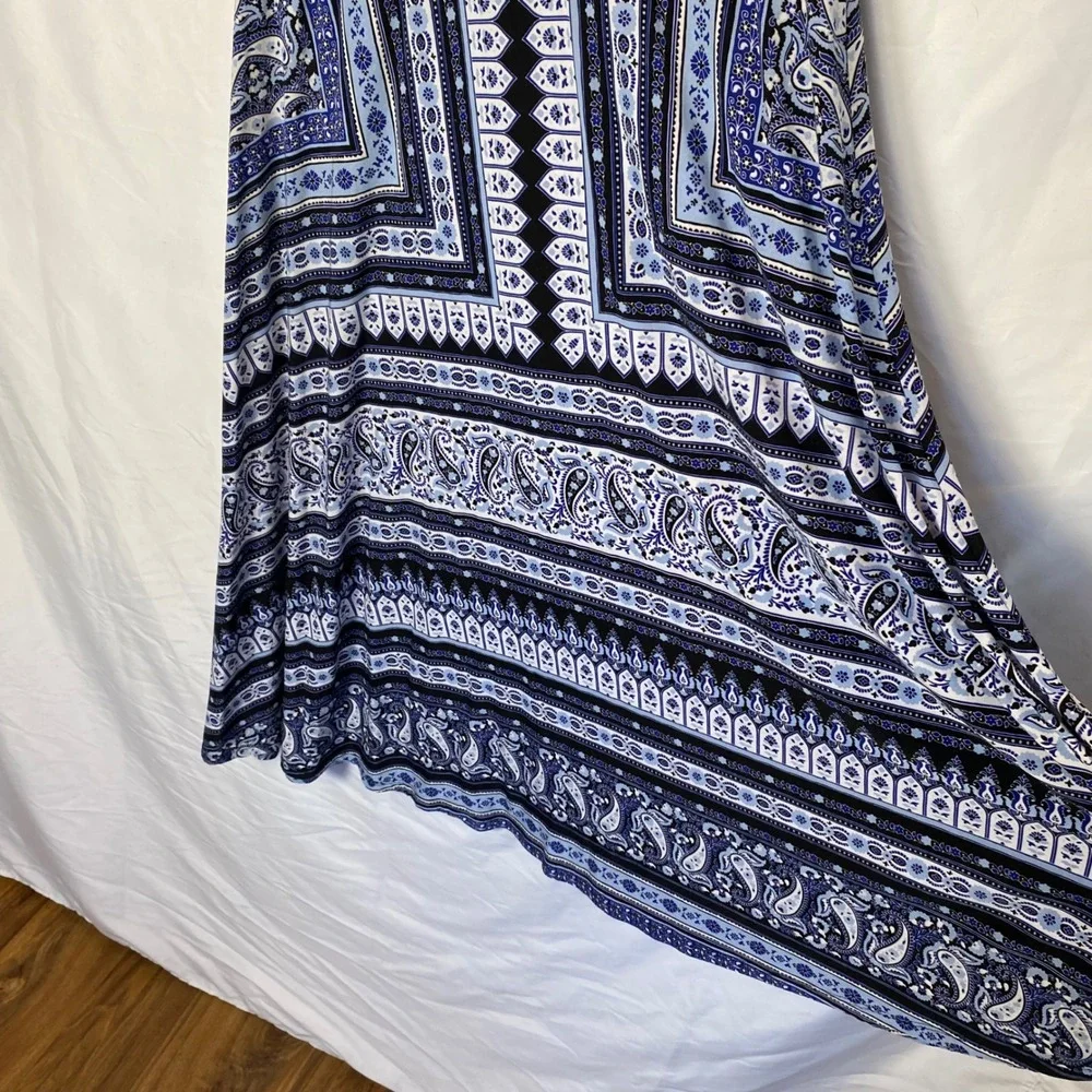 INC International Concepts Paisley Maxi‎ Skirt Women's Medium Blue Stretch Y2K